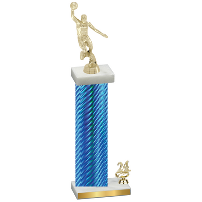 Accented Single Blue Carbon Fiber Year Basketball Trophy