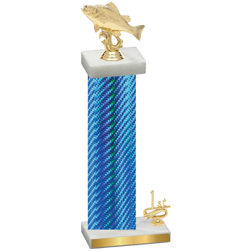 Accented Single Blue Carbon Fiber First Place Fishing Trophy