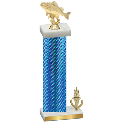 Accented Single Blue Carbon Fiber Victory Fishing Trophy