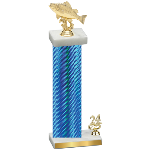 Accented Single Blue Carbon Fiber Year Fishing Trophy