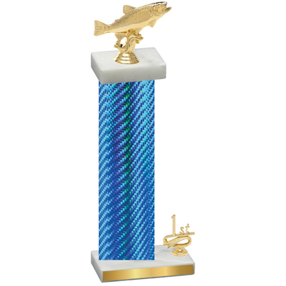 Accented Single Blue Carbon Fiber First Place Fishing Trophy