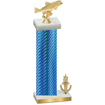 Accented Single Blue Carbon Fiber Victory Fishing Trophy