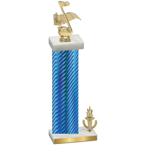 Accented Single Blue Carbon Fiber Victory Music Trophy