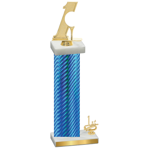 Accented Single Blue Carbon Fiber First Place Golf Trophy