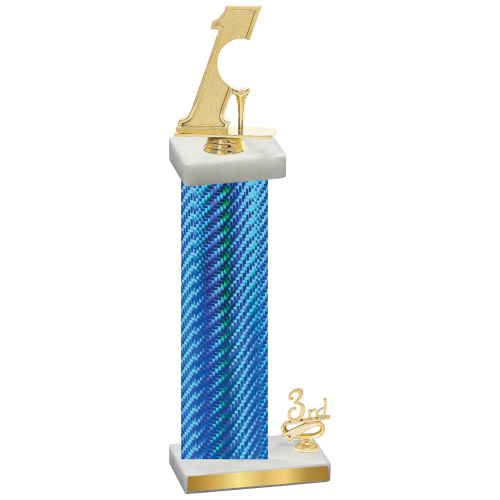 Accented Single Blue Carbon Fiber Third Place Golf Trophy