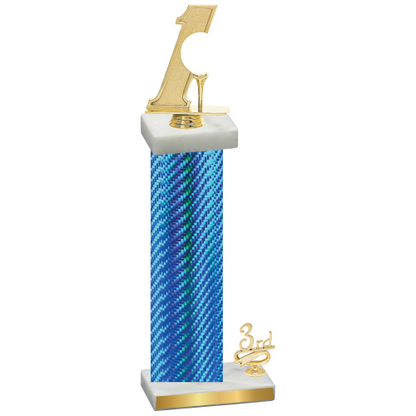 Accented Single Blue Carbon Fiber Third Place Golf Trophy