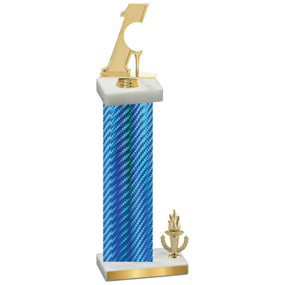 Accented Single Blue Carbon Fiber Victory Golf Trophy