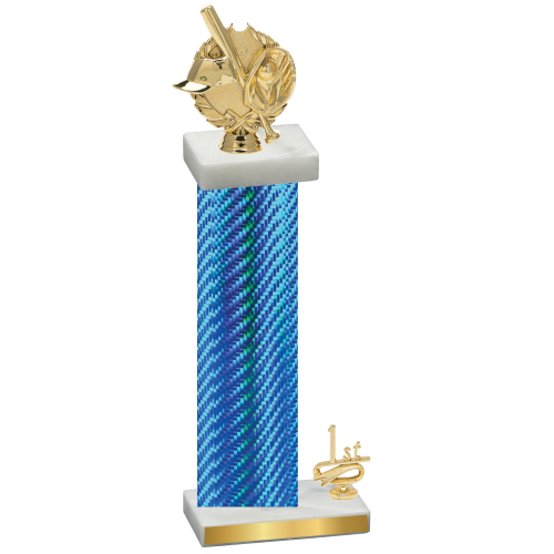 Accented Single Blue Carbon Fiber First Place Baseball Trophy