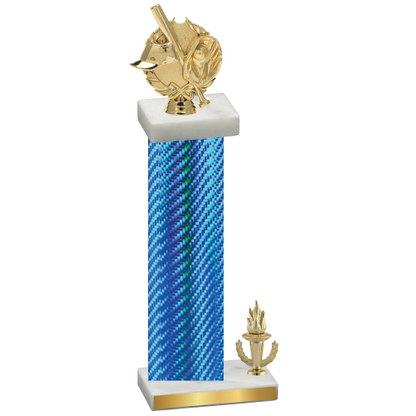 Accented Single Blue Carbon Fiber Victory Baseball Trophy