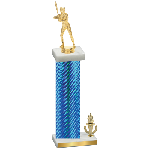 Accented Single Blue Carbon Fiber Victory Softball Trophy