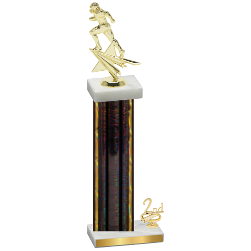 Accented Single Black Glacier Second Place Football Trophy