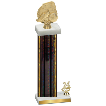 Accented Single Black Glacier Year Soccer Trophy