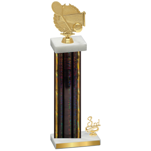 Accented Single Black Glacier Third Place Tennis Trophy