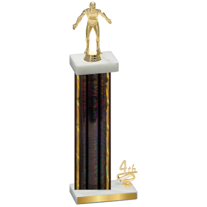 Accented Single Black Glacier Fourth Place Wrestling Trophy