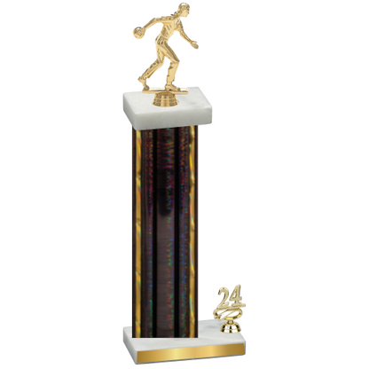 Accented Single Black Glacier Year Bowling Trophy