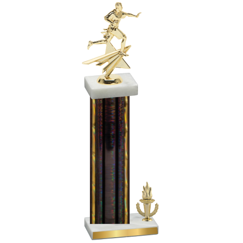 Accented Single Black Glacier Victory Flag Football Trophy