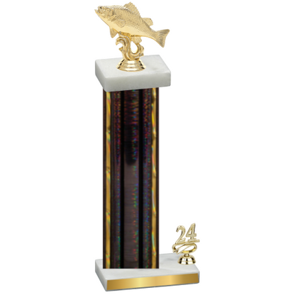 Accented Single Black Glacier Year Fishing Trophy