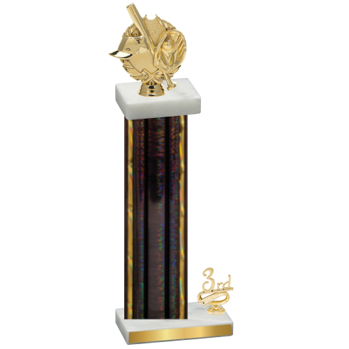 Accented Single Black Glacier Third Place Baseball Trophy