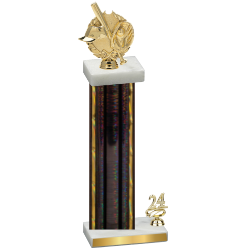 Accented Single Black Glacier Year Baseball Trophy