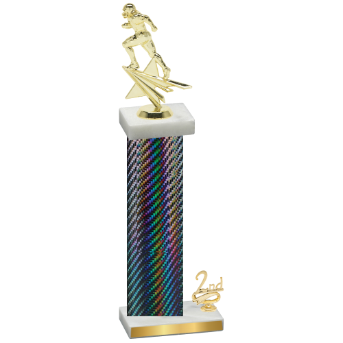 Accented Single Black Carbon Fiber Second Place Football Trophy