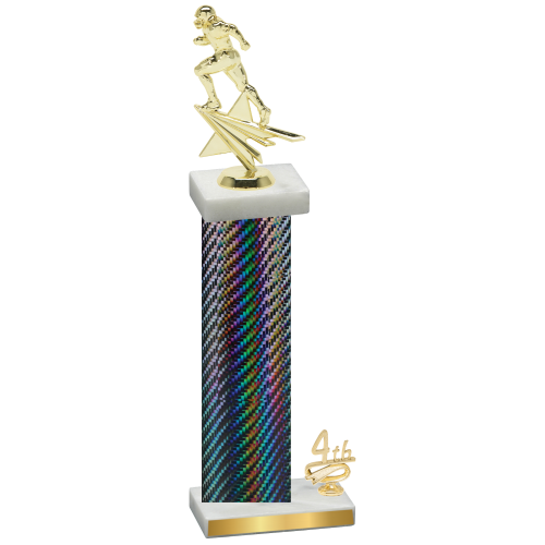 Accented Single Black Carbon Fiber Fourth Place Football Trophy