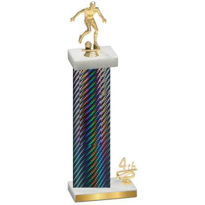 Accented Single Black Carbon Fiber Fourth Place Soccer Trophy