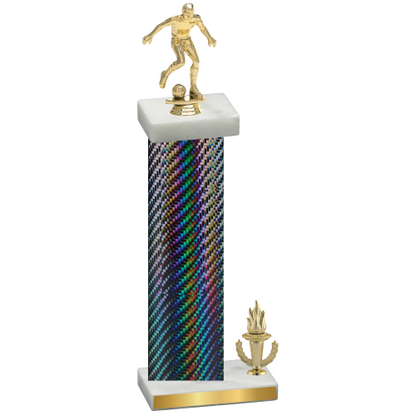 Accented Single Black Carbon Fiber Victory Soccer Trophy