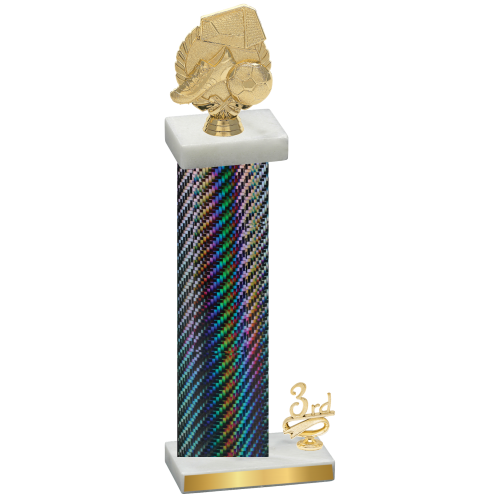 Accented Single Black Carbon Fiber Third Place Soccer Trophy