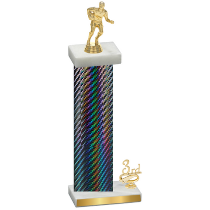 Accented Single Black Carbon Fiber Third Place Rugby Trophy