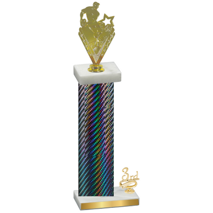 Accented Single Black Carbon Fiber Third Place Rugby Trophy