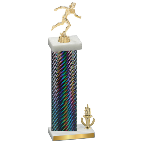 Accented Single Black Carbon Fiber Victory Running Trophy