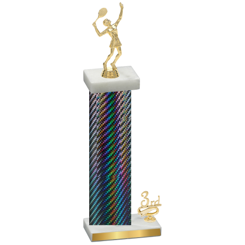 Accented Single Black Carbon Fiber Third Place Tennis Trophy