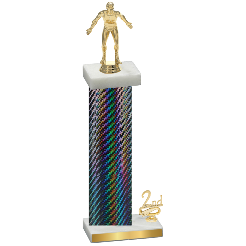 Accented Single Black Carbon Fiber Second Place Wrestling Trophy