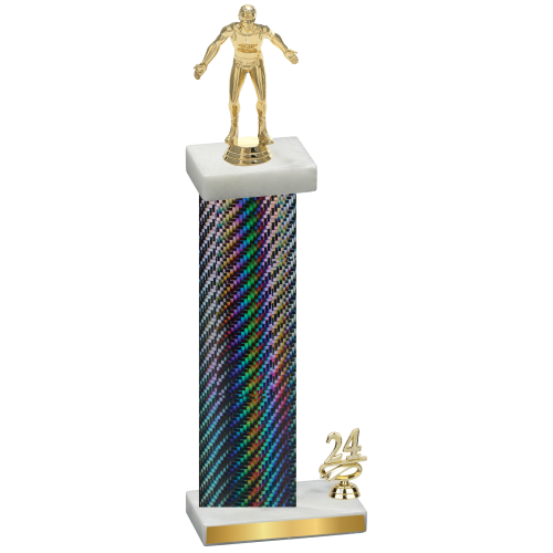 Accented Single Black Carbon Fiber Year Wrestling Trophy