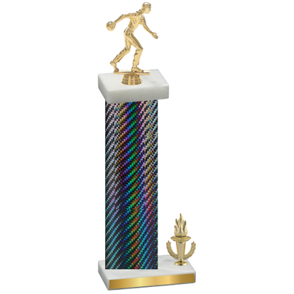 Accented Single Black Carbon Fiber Victory Bowling Trophy