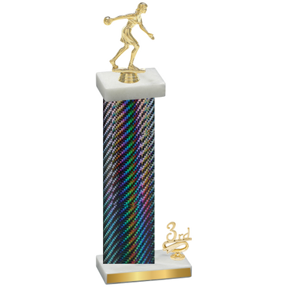 Accented Single Black Carbon Fiber Third Place Bowling Trophy