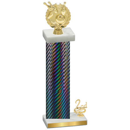 Accented Single Black Carbon Fiber Second Place Bowling Trophy