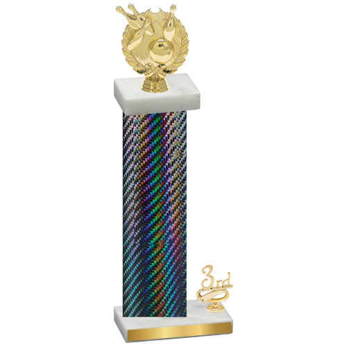 Accented Single Black Carbon Fiber Third Place Bowling Trophy