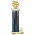 Accented Single Black Carbon Fiber Fourth Place Bowling Trophy