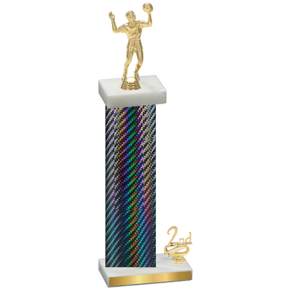 Accented Single Black Carbon Fiber Second Place Volleyball Trophy