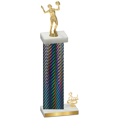 Accented Single Black Carbon Fiber Third Place Volleyball Trophy