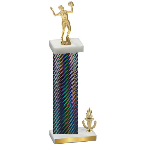 Accented Single Black Carbon Fiber Victory Volleyball Trophy