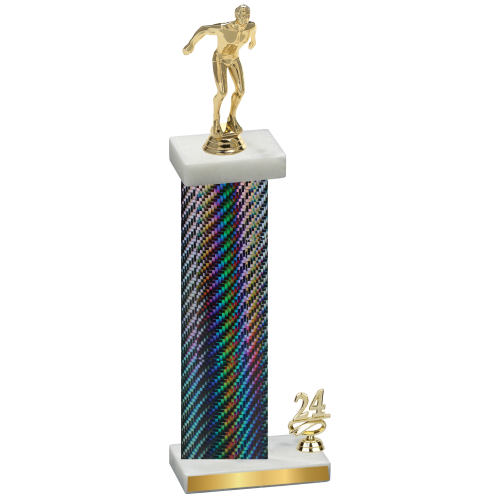 Accented Single Black Carbon Fiber Year Swimming Trophy