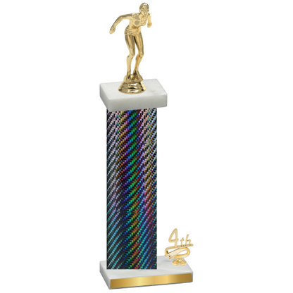 Accented Single Black Carbon Fiber Fourth Place Tennis Trophy