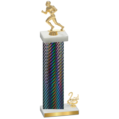 Accented Single Black Carbon Fiber Second Place Football Trophy