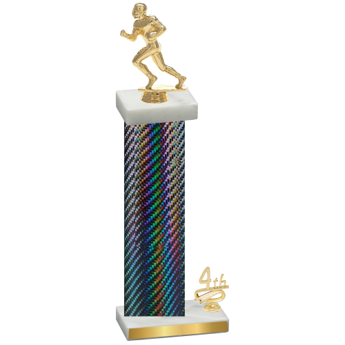 Accented Single Black Carbon Fiber Fourth Place Football Trophy