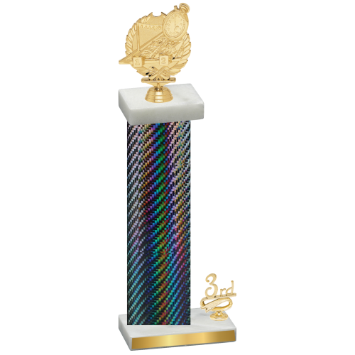 Accented Single Black Carbon Fiber Third Place Swimming Trophy