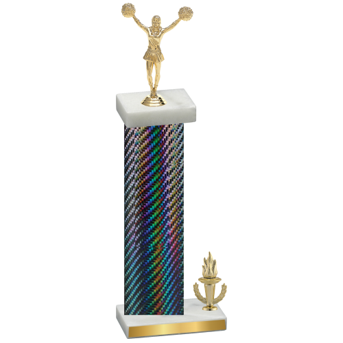 Accented Single Black Carbon Fiber Victory Cheerleading Trophy