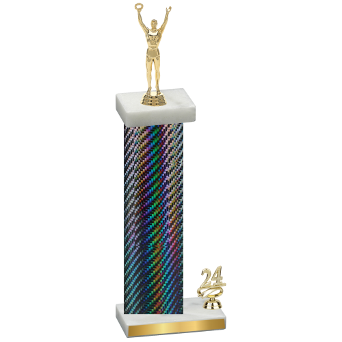 Accented Single Black Carbon Fiber Year Victory Trophy