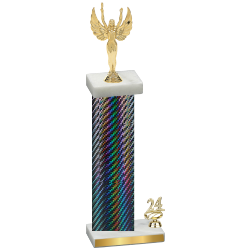 Accented Single Black Carbon Fiber Year Victory Trophy